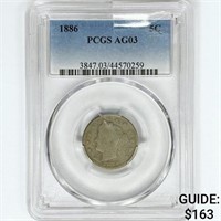 1886 Liberty Victory Nickel PCGS AG03