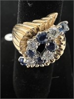14KT Gold Ring with Sapphires and Diamonds
