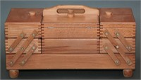 Wooden Accordion Style 3 Tier Sewing Box