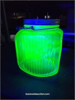 Uranium Antique Country Hoosier Storage Jar (Rare)
