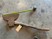 Antique broad axe with original handmade handle