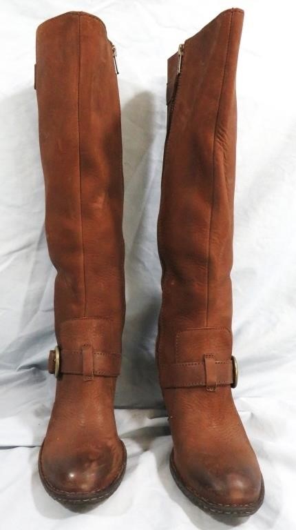 BORN BROWN LEATHER CALF BOOTS*7.5 M | Live and Online Auctions on HiBid.com
