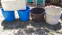4 feed buckets, styrofoam cooler