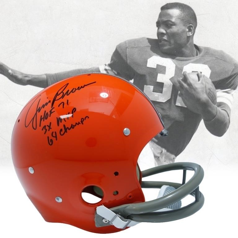Jim Brown signed Cleveland Brown helmet