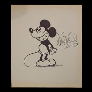 Walt Disney Signed Mickey Mouse Drawing