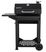 Cart-Style Charcoal Grill in Black with Side