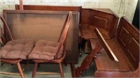 Corner Bench Seating, Table and 2 Chairs  (table