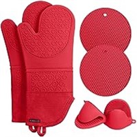 6pcs Silicone Oven Mitts and Pot Holders Set