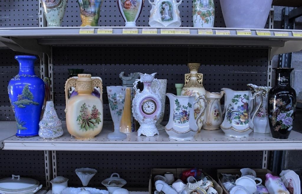 Shelf of Vases - 19 items