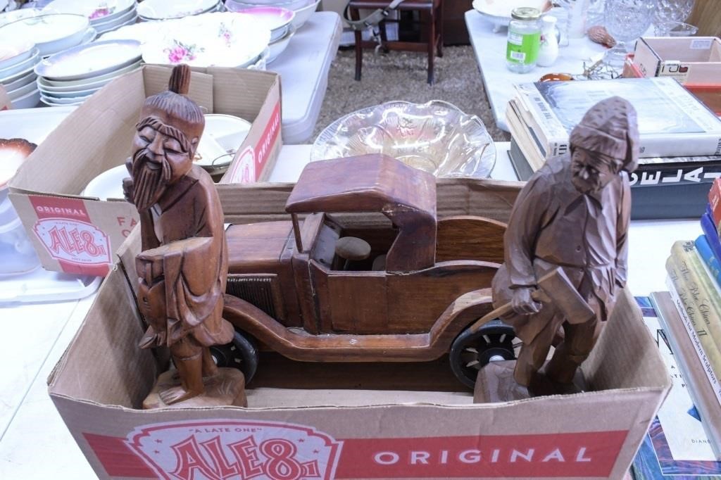 Box of Wood Carved and Oriental Statues