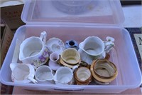 Tote with Miniature Tea Cups and Creamers
