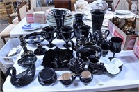 Set of Miscellaneous Black Glassware