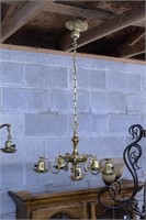 1 Hanging Brass Lamp, 5 Bulbs