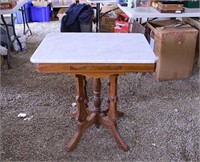 White Marble Top Cherry Table