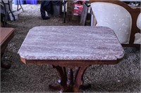 Red Marble Top Cherry Table