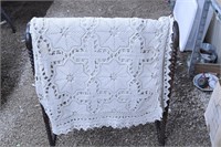 7' 3" x 6' 6" Off-white crocheted Bed Spread