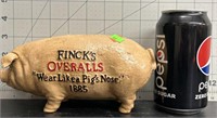 Finck's overalls cast iron piggy bank