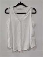 ($21) Women Sexy Lace Trim T-Shirt V-Neck, S