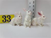 3 Lefton China Rabbits