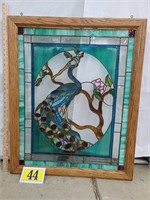 Framed Stainglass Peacock