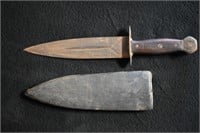 Hand Forged Knife and Sheath, Dagger Style with a