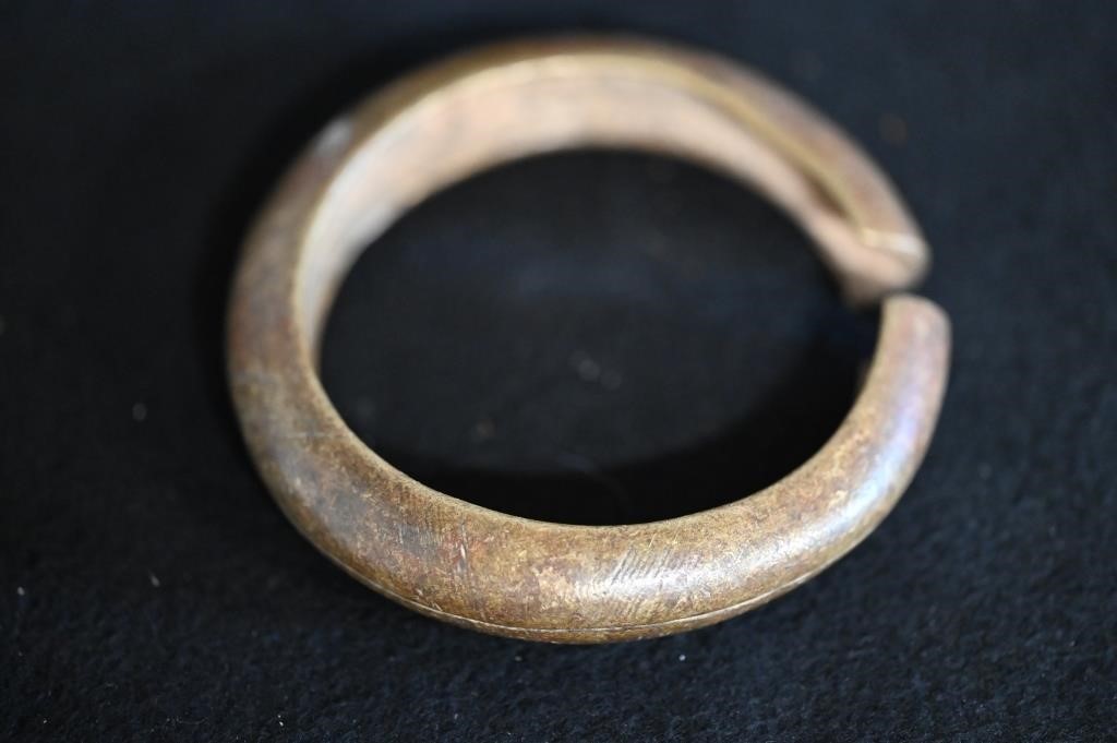 1800's  Brass Bracelet from Africa 3 9/16" Diamete