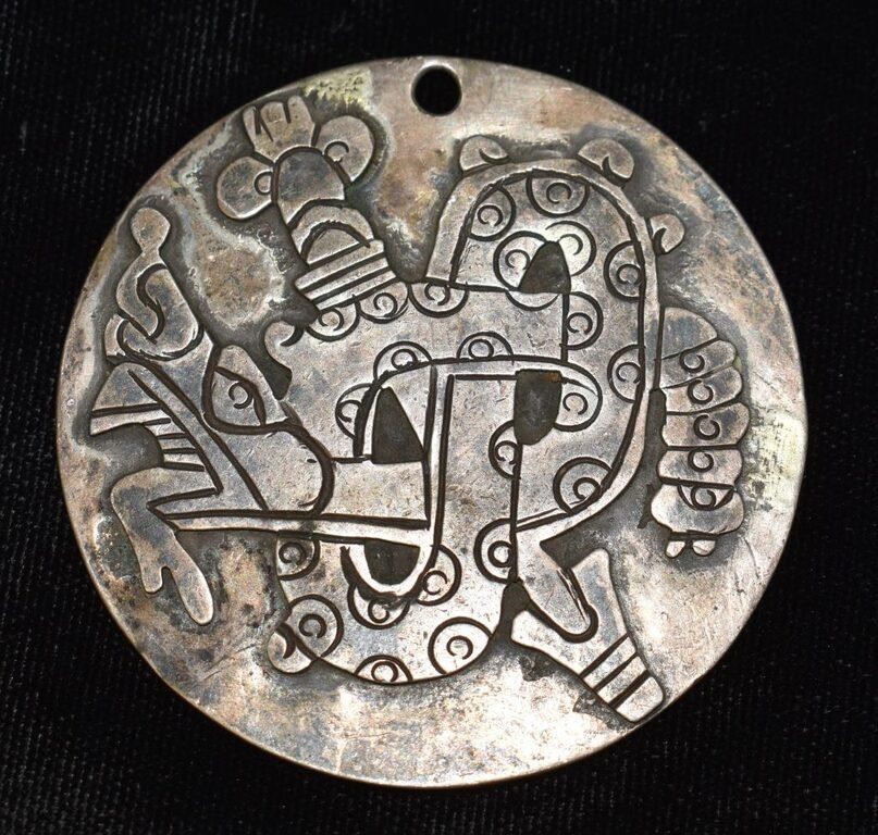 Vintage Hand Forged Silver Dragon Medallion