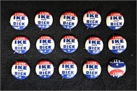 15 I Like Ike and Dick 1950's Campaign Pins.