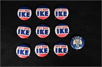 10 Dwight D. Eisenhower 1950's Campaign Pins Let's