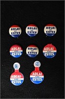 8 Adlai and Estes 1956 Presidential Campaign Pins.