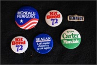 6 Presidential Campaign Pins includes Kennedy, Car