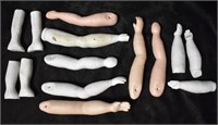 Group of Chalkware Doll Parts Early to Mid Century