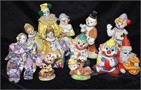 12 Porcelain or Ceramic Clown Figurines
