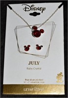 16" Disney July Ruby Crystal Fine Silver Plated Ne