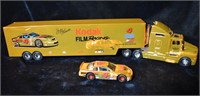 Under Lights Gold Nascar Car Transporter w/ Car Ko