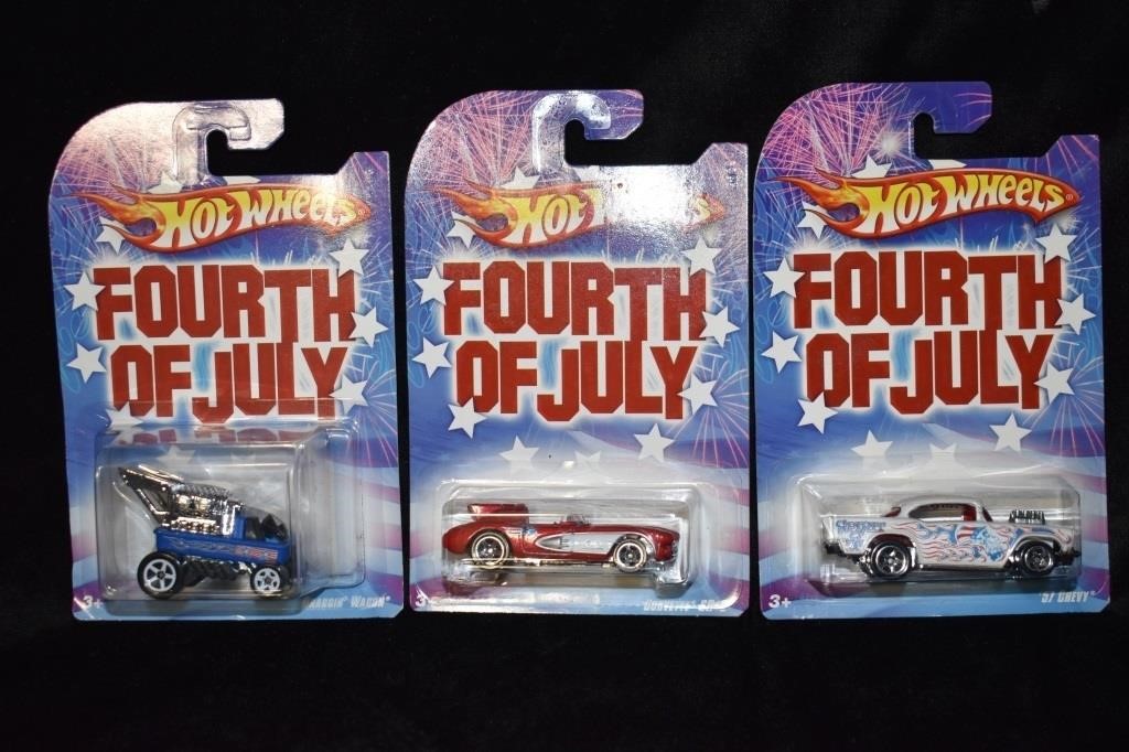 3 2008 Fourth of July Hot wheels 57 Chevy, Draggin