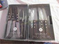 2 six-piece steak knives in boxes