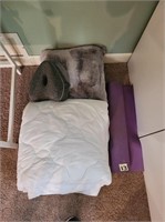 Yoga mat, pillows, mattress pad