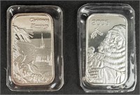 Coin Two 1 oz. Silver Bars 2005 & 2008- Christmas