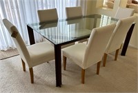 Metal & Glass Dining Table and 6 Chairs