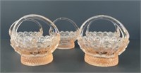 Vintage Pink Depression Glass Mini Baskets