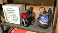 TWO SUBMERSIBLE SUMP PUMPS AND AN AIR COMPRESSOR