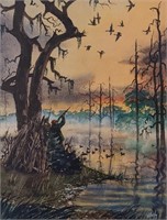 Clay McGaughy "Duck Hunt" Watercolor