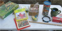 Children's books, toys, pitcher