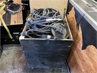 Large Rolling Box Full of Heavy Cables & Plugs