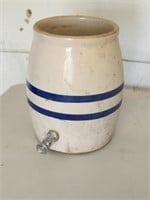 Vintage blue striped pottery drink dispenser