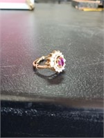 14kt ruby and diamond ring
