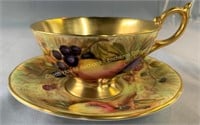 Aynsley Orchard Fruit cup and saucer signed N.
