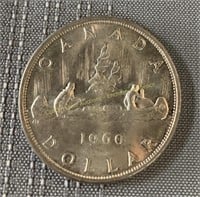 1960 Canada silver dollar en argent