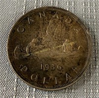 1936 Canada silver dollar en argent